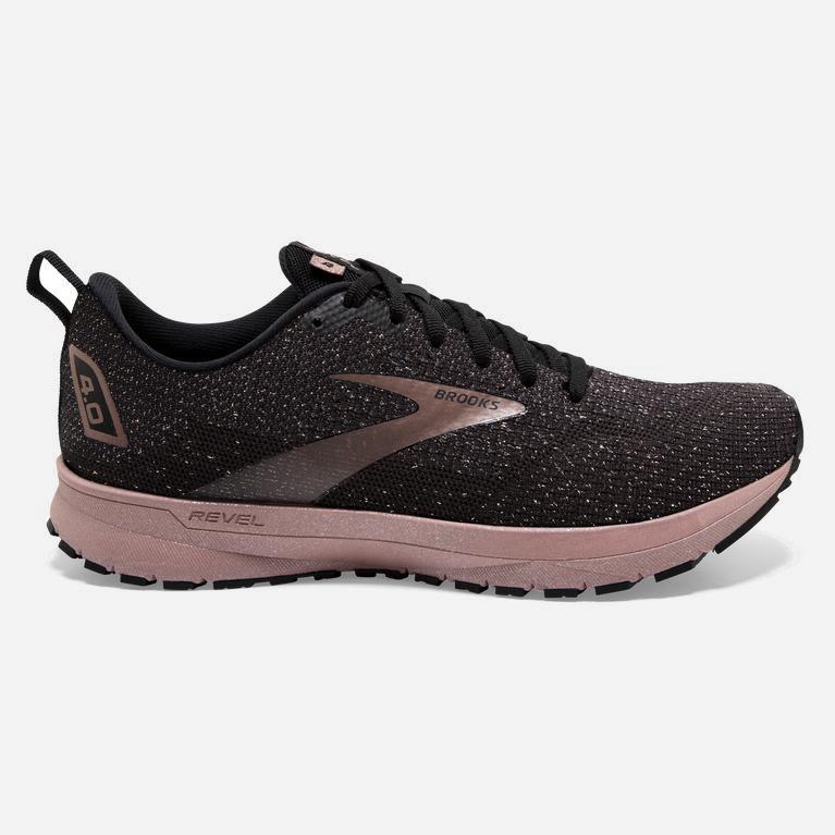 Brooks Revel 4 Israel - Women's Road Running Shoes - Black/Ebony/grey Charcoal/Rose Gold (37952-YOHR